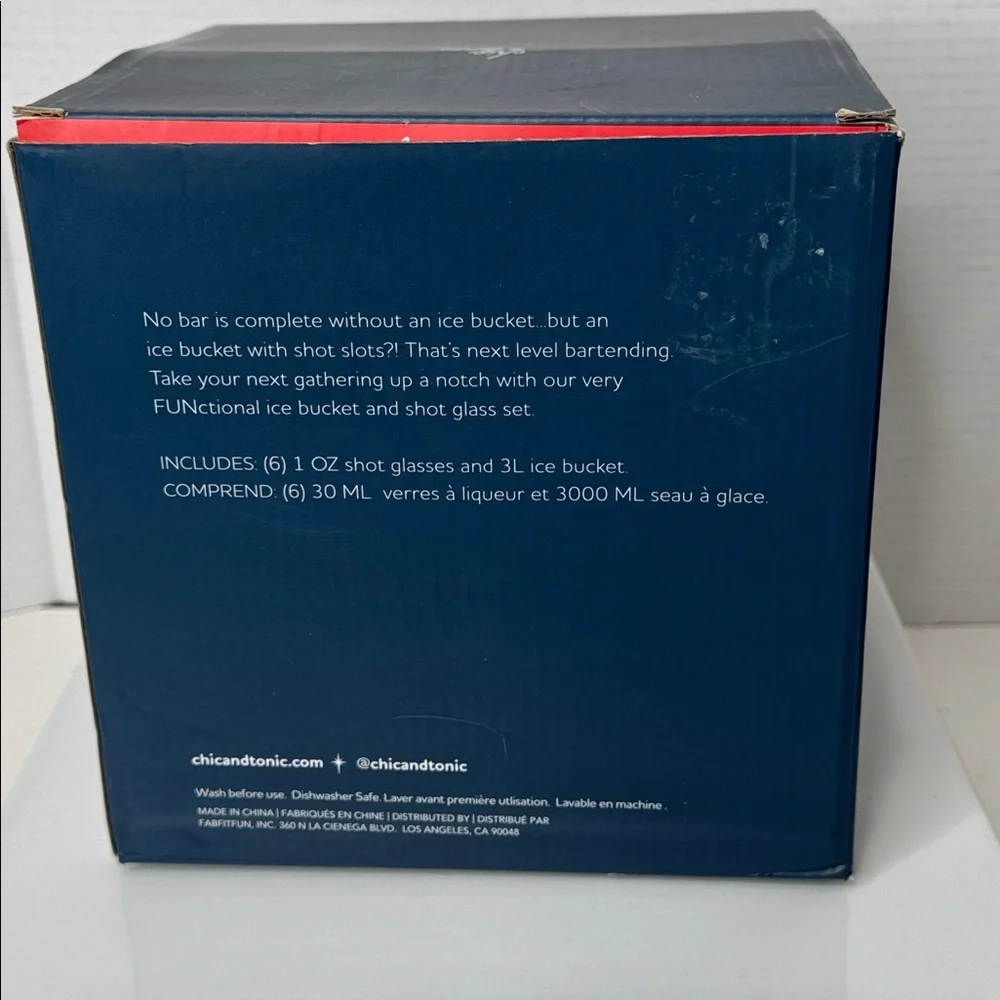 Chic & Tonic Stainless Ice Bucket with Shot Slots-NWOT